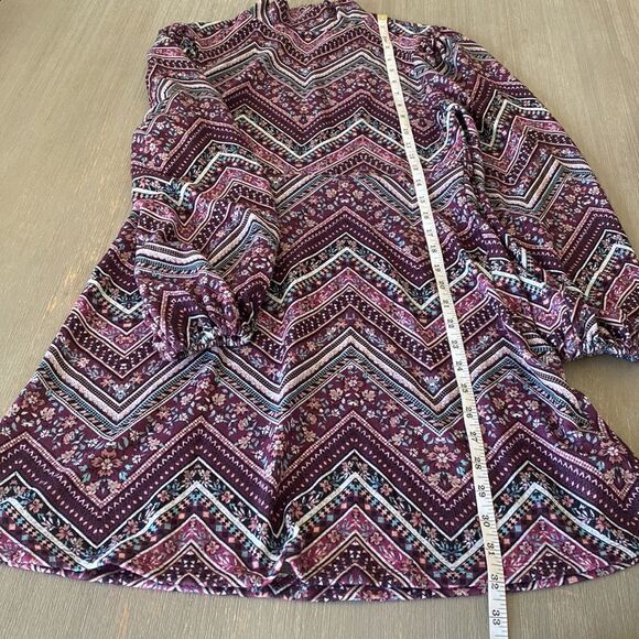 Live To Be Spoiled Chevron Print Boho Long Sleeve Dress Women’s Size S - Picture 12 of 13